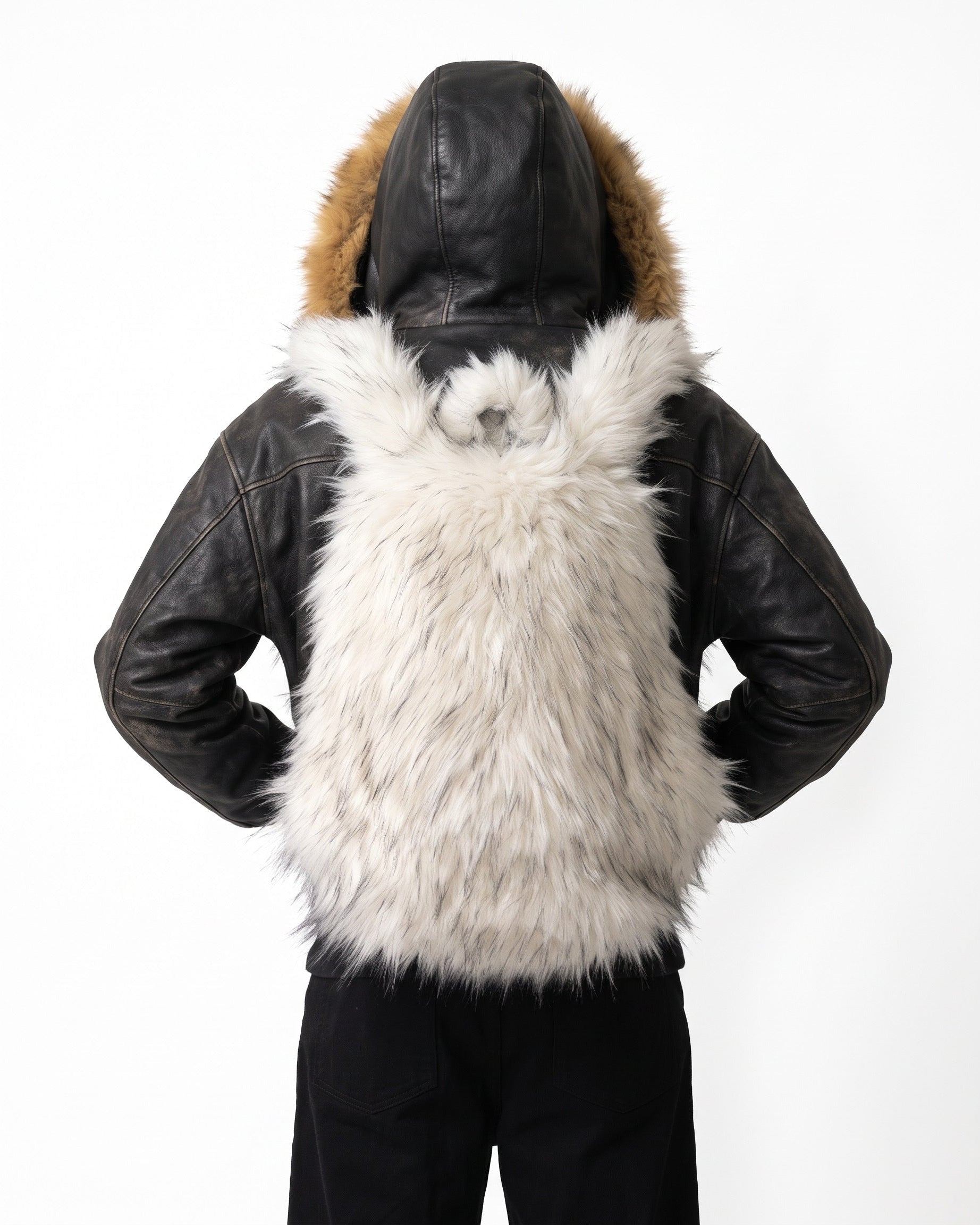 WHITE FUR BACKPACK