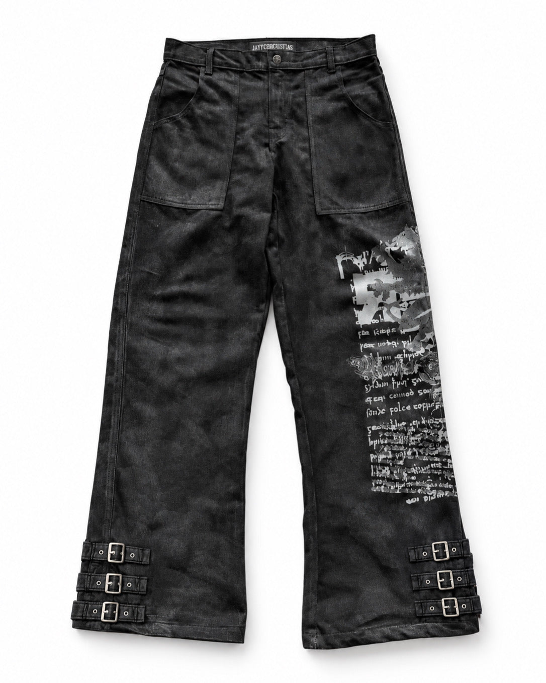 BLACK WAXED DENIM PANTS