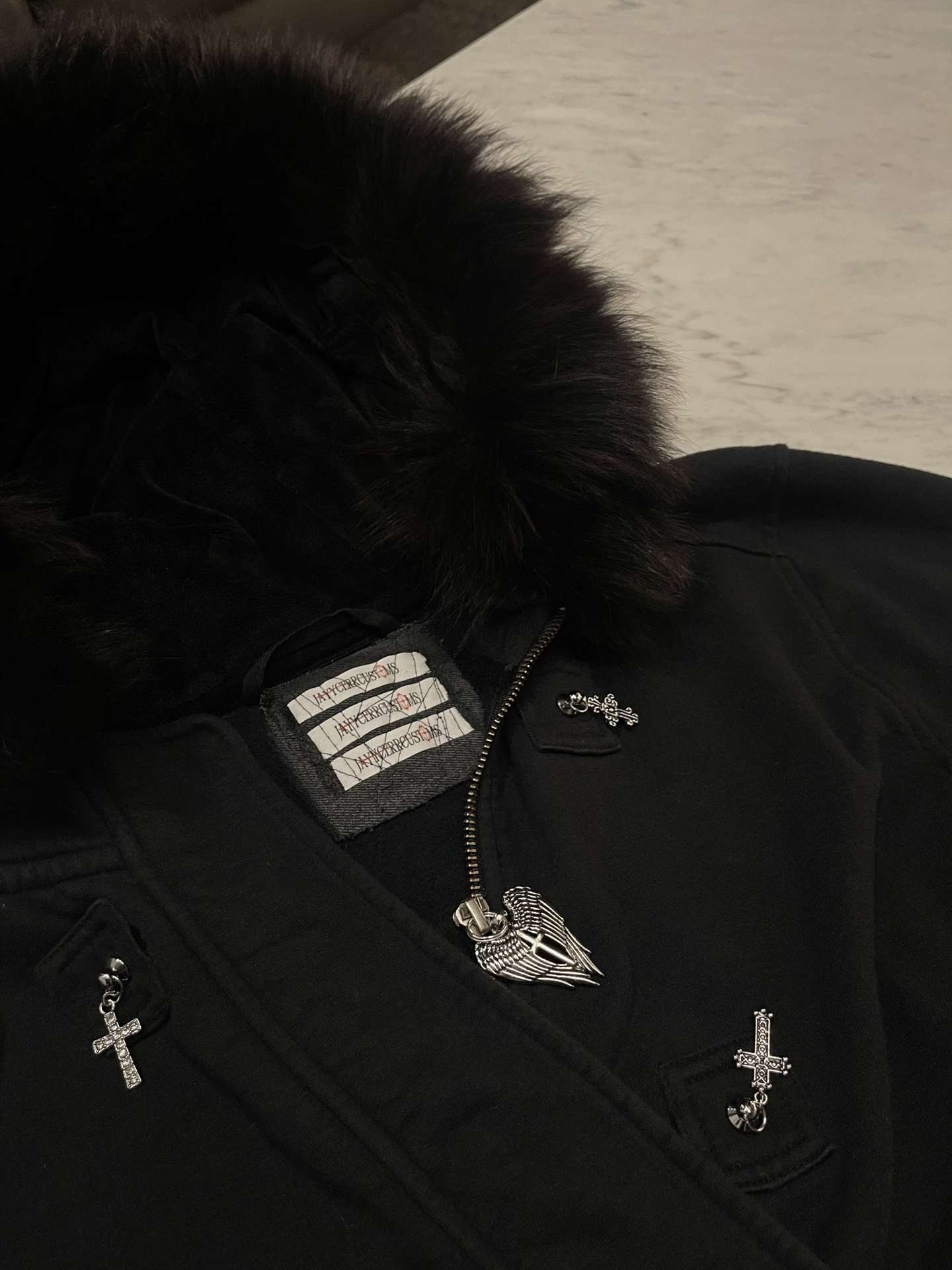 Cross Pendant Fur Jacket - 1 of 1 Handmade