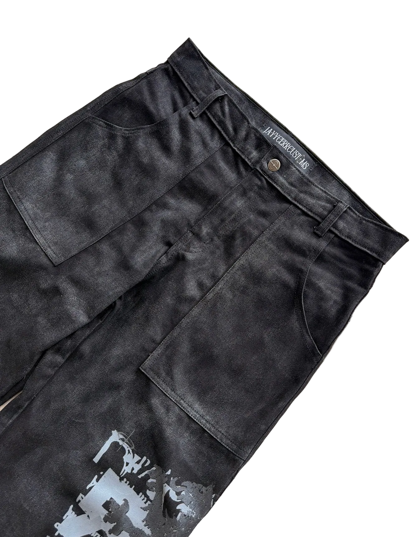 BLACK WAXED DENIM PANTS