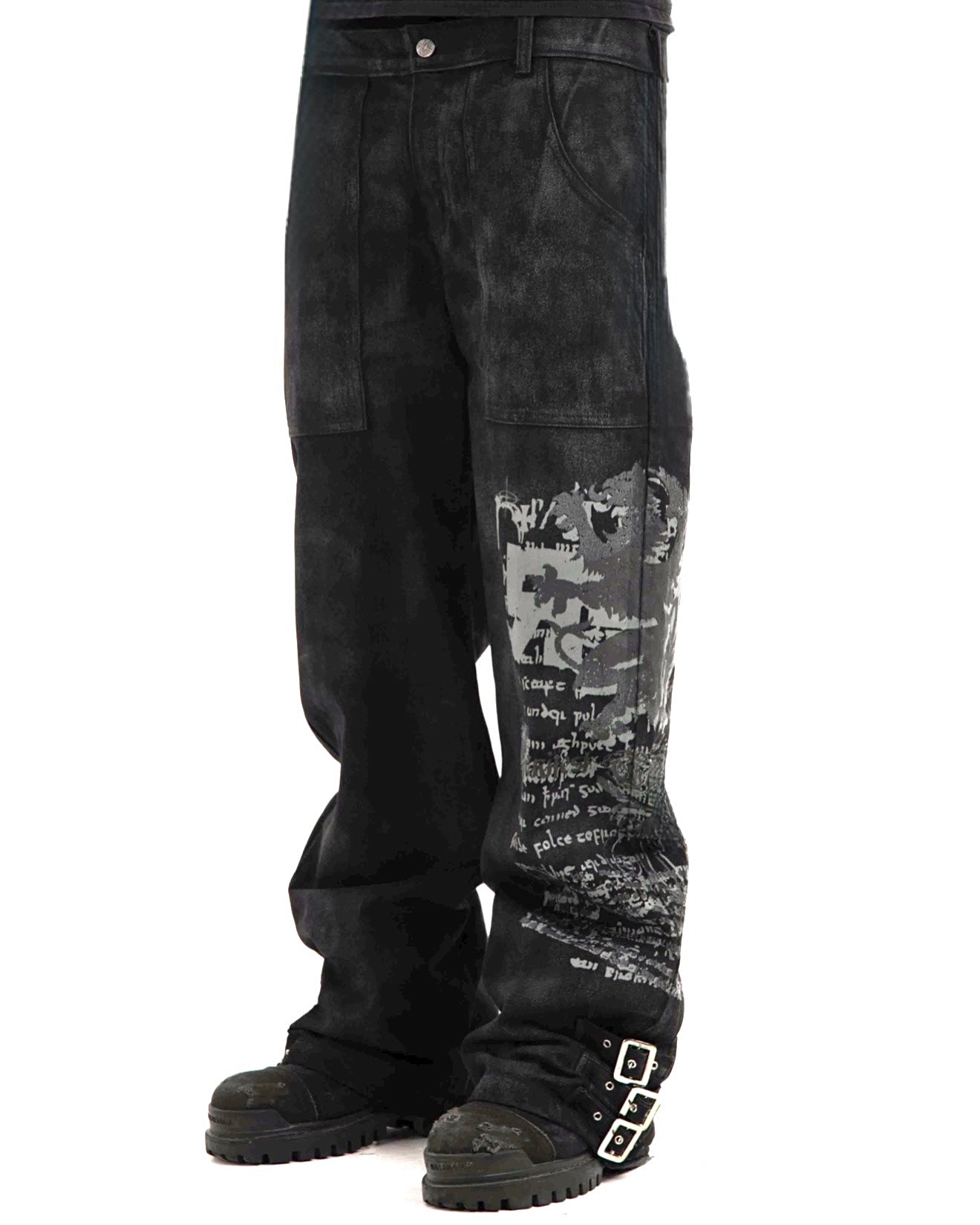 BLACK WAXED DENIM PANTS