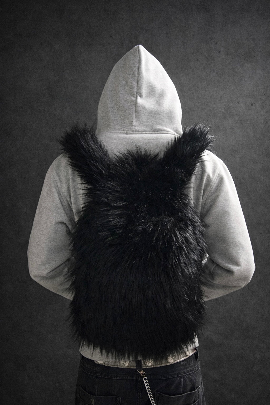 BLACK FUR BACKPACK