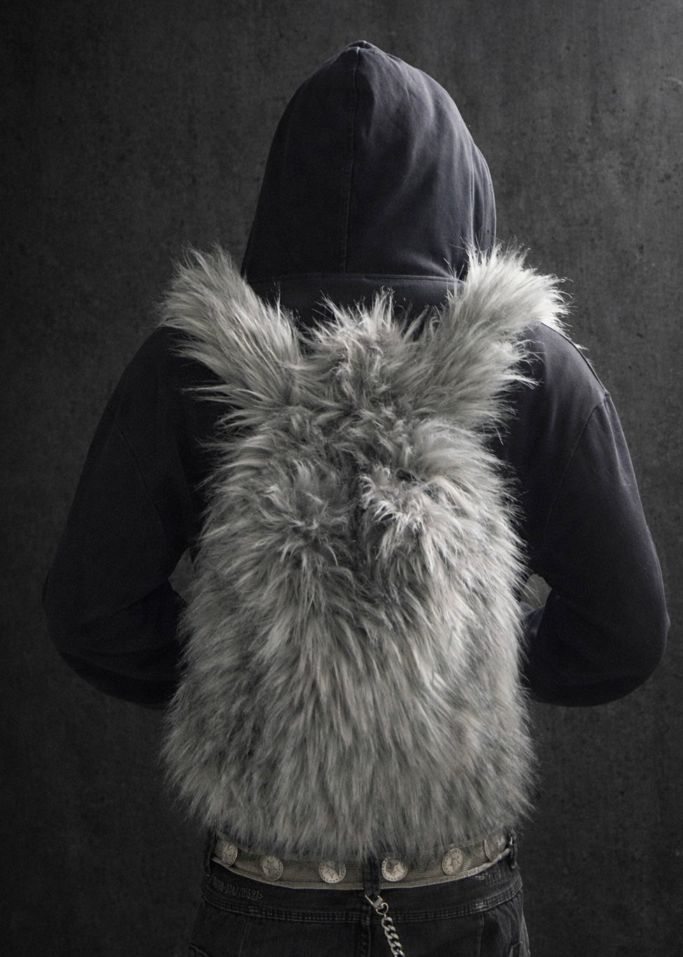 GREY FUR BACKPACK