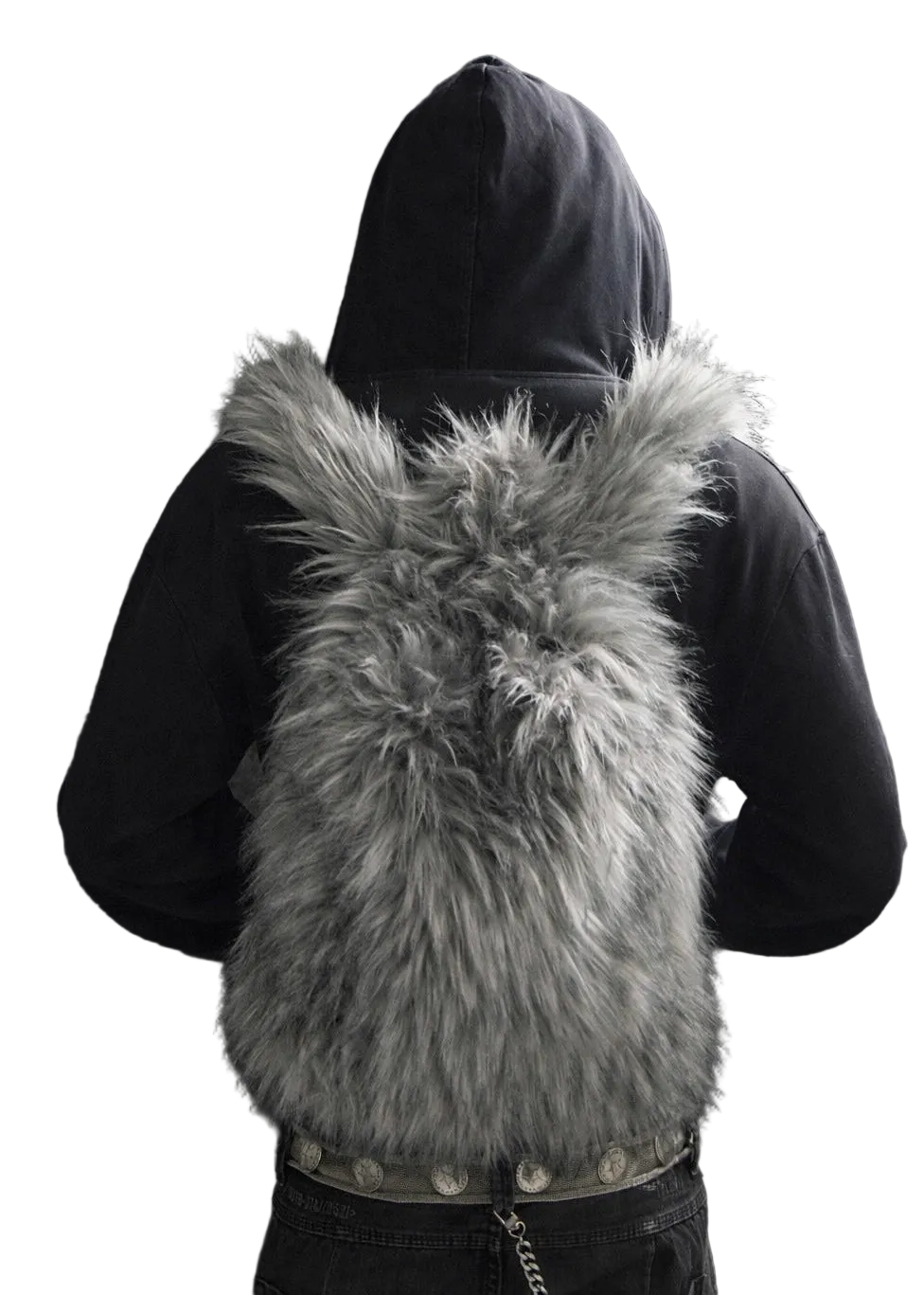 GREY FUR BACKPACK