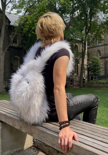 WHITE FUR BACKPACK