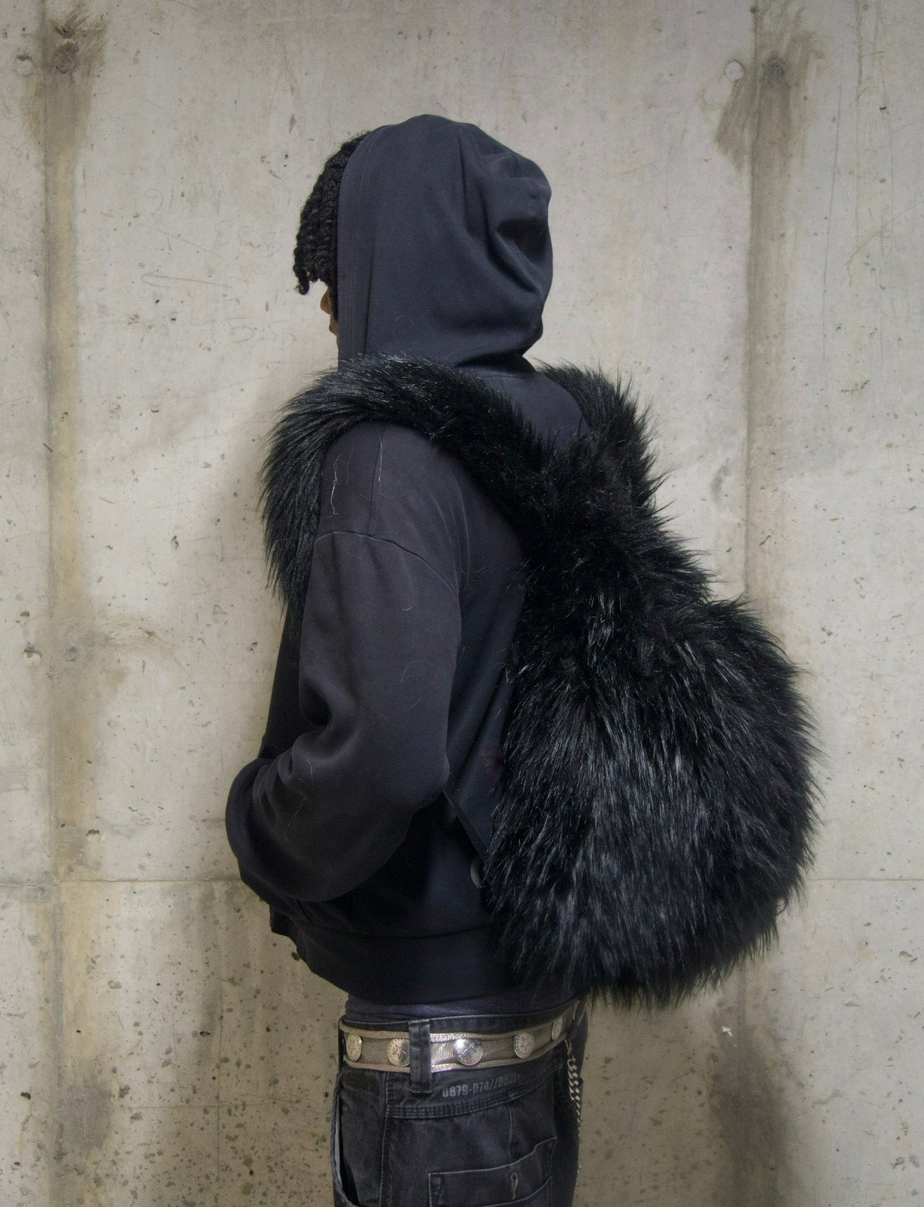 BLACK FUR BACKPACK