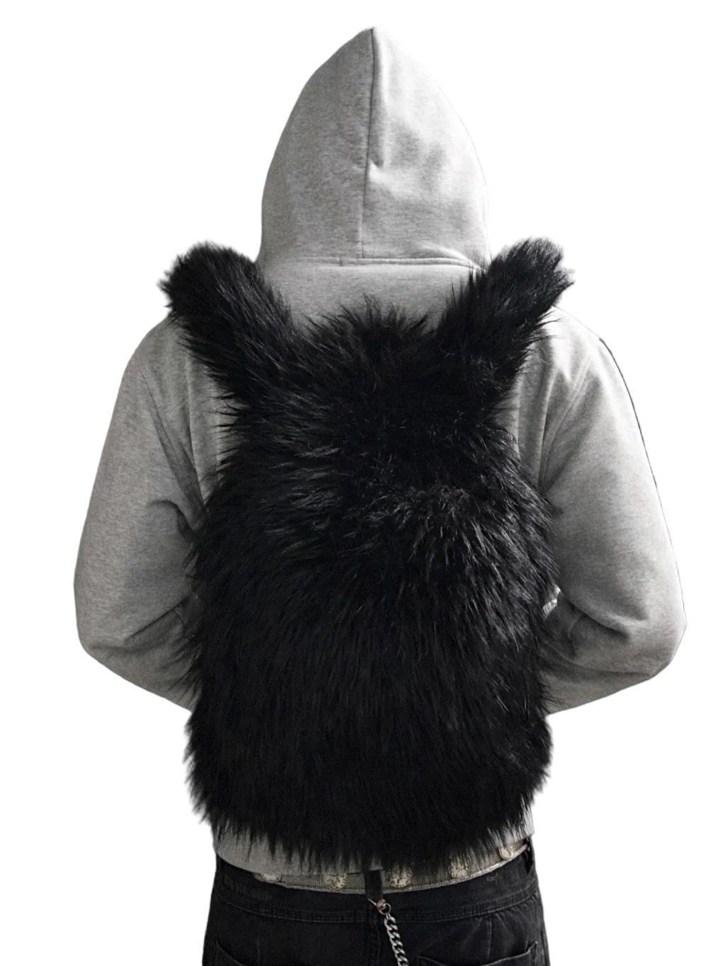 BLACK FUR BACKPACK