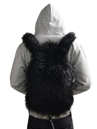 BLACK FUR BACKPACK