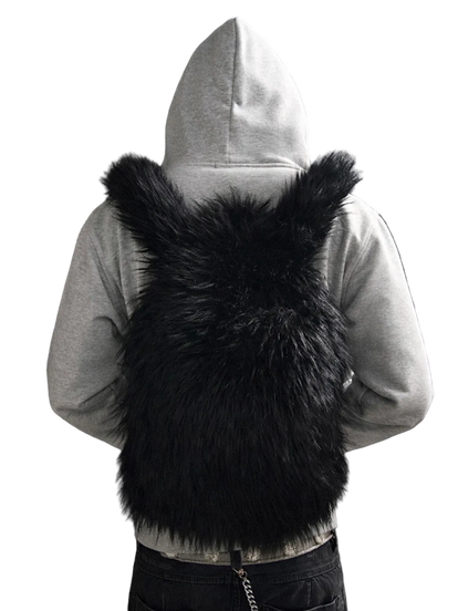 BLACK FUR BACKPACK