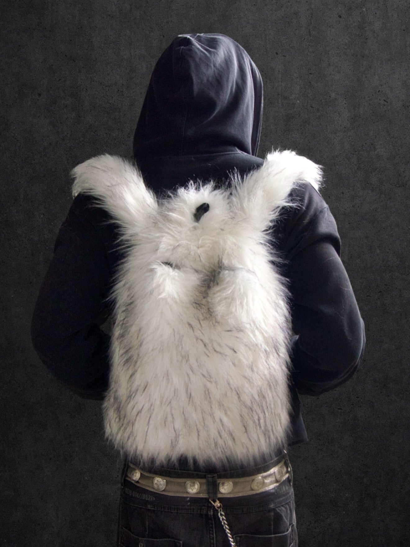 WHITE FUR BACKPACK