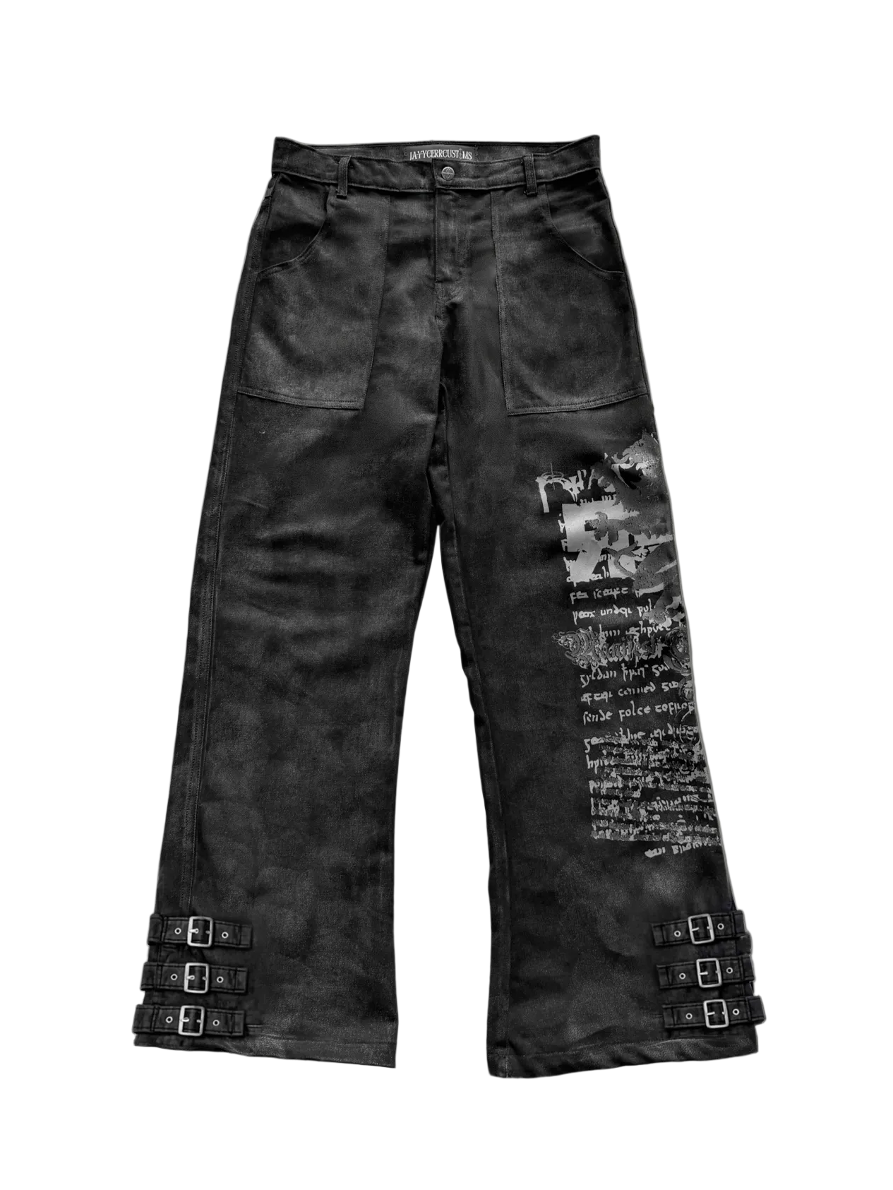 BLACK WAXED DENIM PANTS