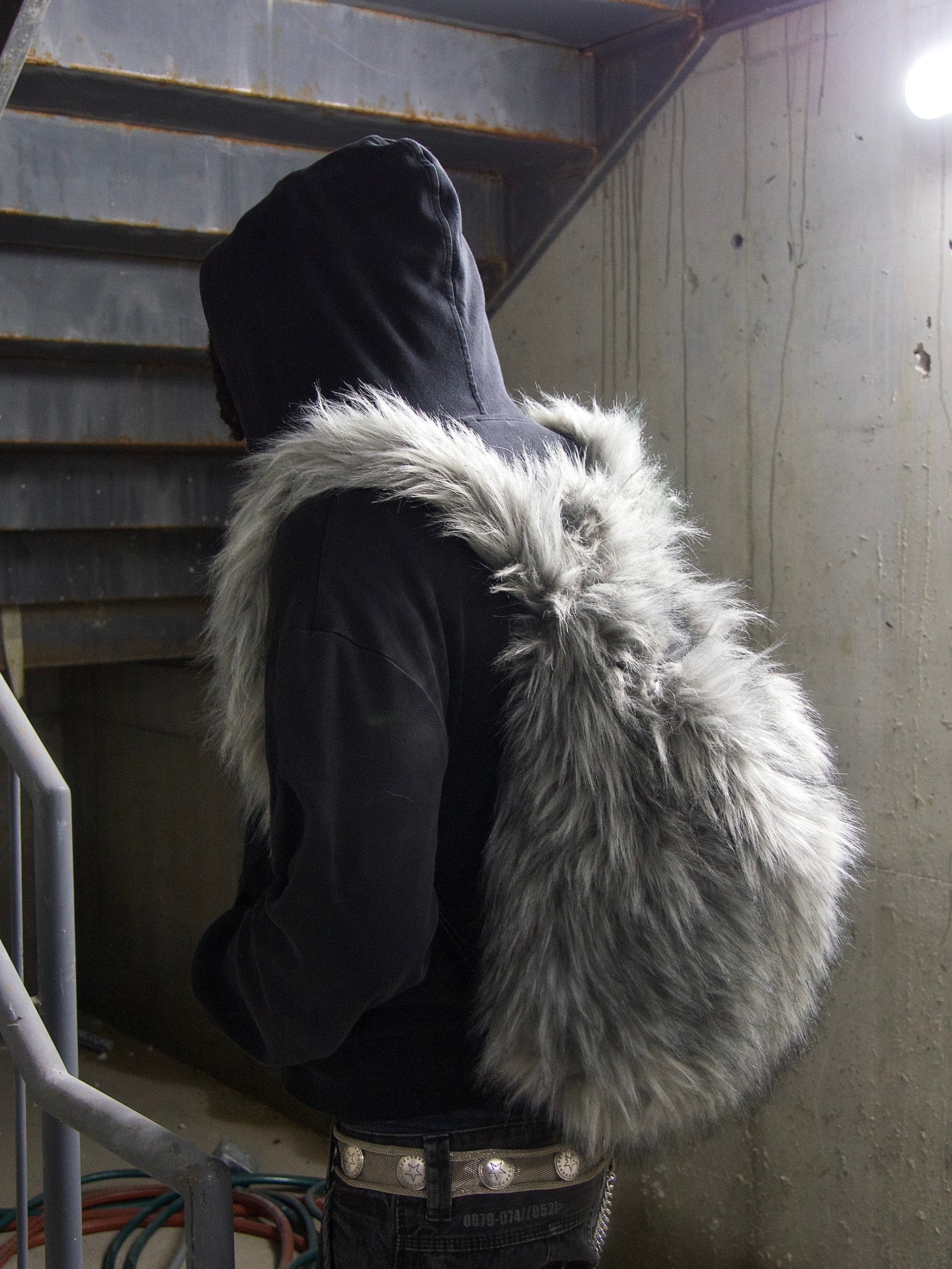 GREY FUR BACKPACK