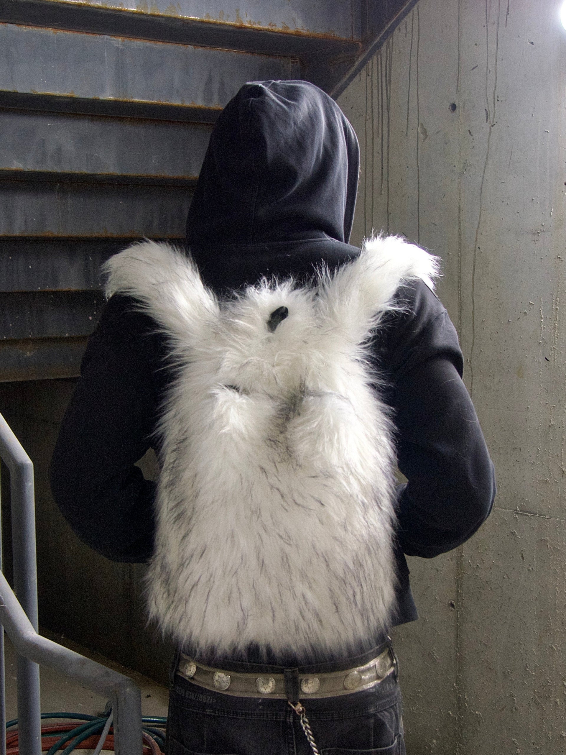 WHITE FUR BACKPACK