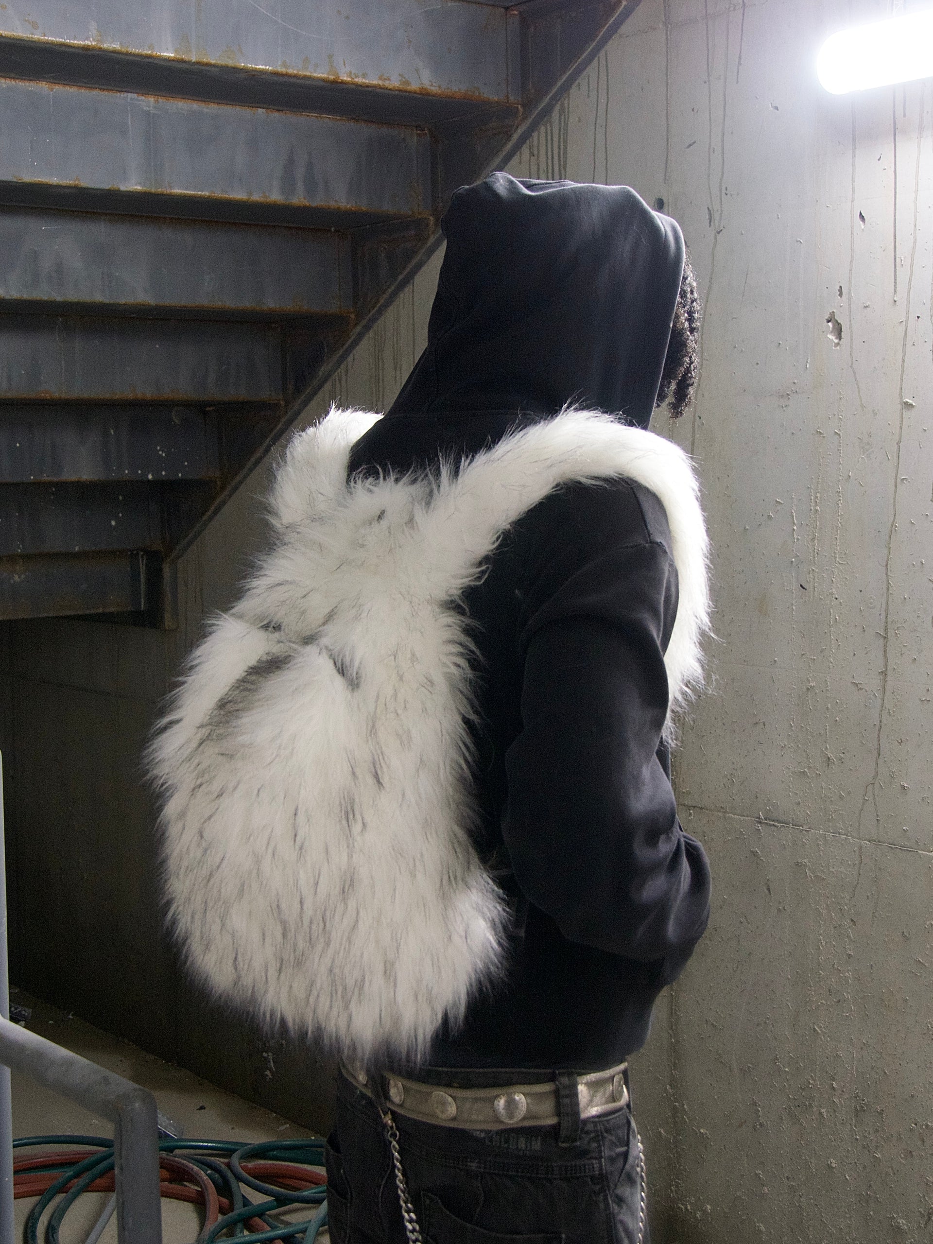WHITE FUR BACKPACK