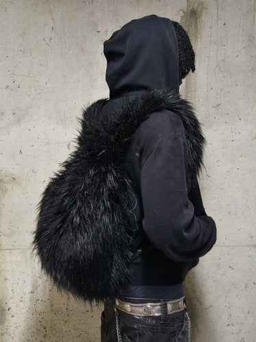 BLACK FUR BACKPACK