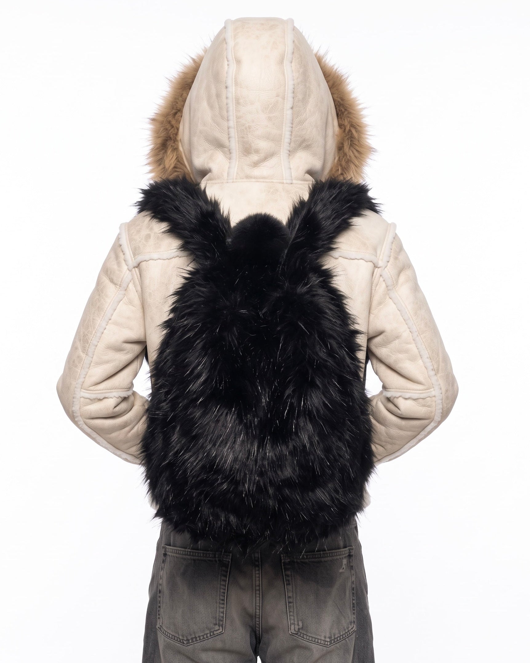 BLACK FUR BACKPACK